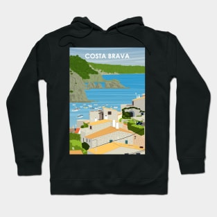 Costa Brava Spain Vintage Minimal Retro Travel Poster Hoodie